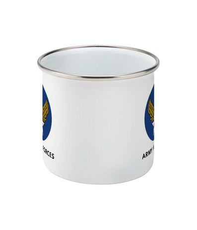 Army Air Forces enamel mug front view with USAAF logo (WWII)
