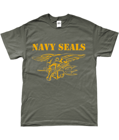 Navy SEALS T-shirt olive green – trident and eagle emblem