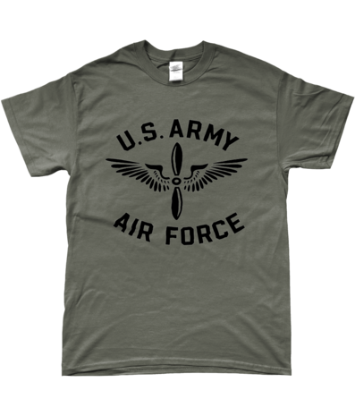 USAAF T-shirt Olive Drab – black winged propeller print
