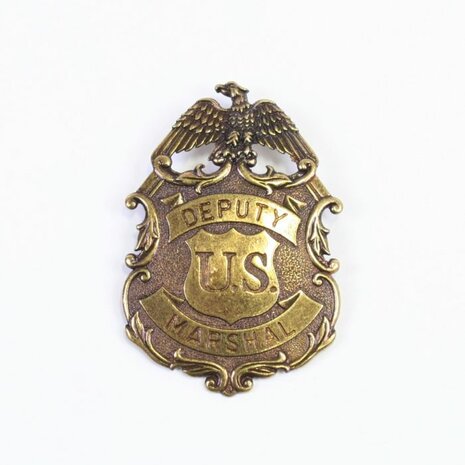 Front view of U.S. Marshal badge with eagle and shield &ndash; antique bronze finish