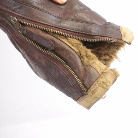 Detail of original Air Ministry cuff zipper RAF Irvin Jacket