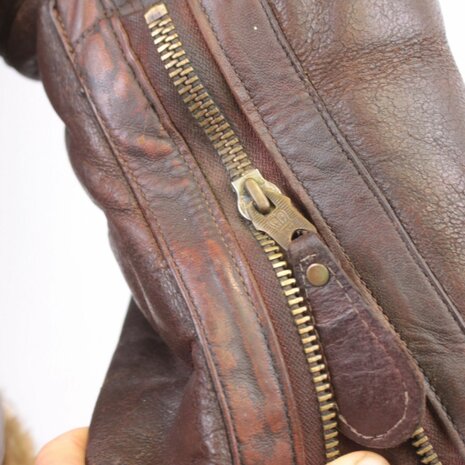 Detail of original Air Ministry cuff zipper RAF Irvin Jacket