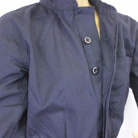 Original British ARP overall from the war years as a reference for civilian Second World War work clothing.
