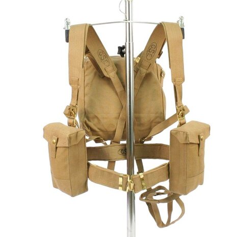1937 Battle Order Webbing Set khaki voor Brits WO2-uniform met small pack, riem en munitiepouches