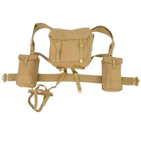 1937 Battle Order Webbing Set khaki voor Brits WO2-uniform met small pack, riem en munitiepouches
