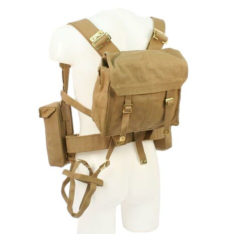 1937 Battle Order Webbing Set khaki voor Brits WO2-uniform met small pack, riem en munitiepouches