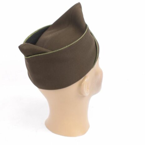 WW2 American officers overseas cap on mannequin head with black and gold braid