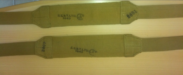 UK P-37 Auxiliary Pouch Yokes Canadese uitvoering met makerstempel Z.L.&T. Ltd. 1943 / UK P-37 Auxiliary Pouch Yokes Canadi