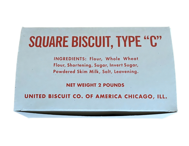 US WW2 Type C Square Biscuit Box reproduction with red printing on the lid