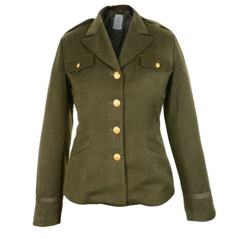 Front view of WW2 American Womens Class A WAC Officers Service Jacket in Olive Drab