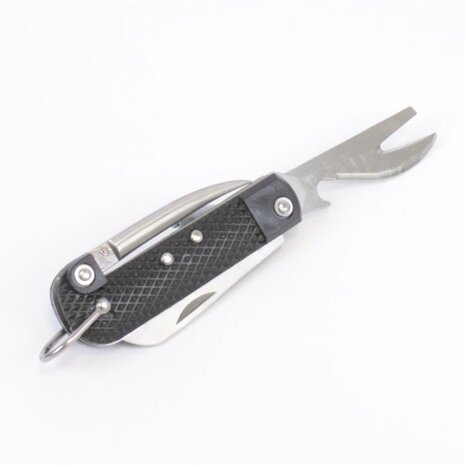 British Army Clasp Knife Jack Knife with black checkered grips and unfolded tools