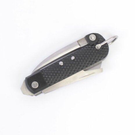 British Army Clasp Knife Jack Knife with black checkered grips and unfolded tools