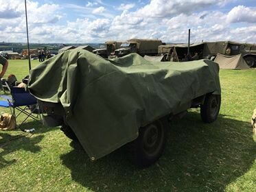 Groene US Canvas Jeep Cover 12 x 8 ft met messing ogen voor Willys Jeep of Hotchkiss M201 / Green US Canvas Jeep Cover 12 x 8 f