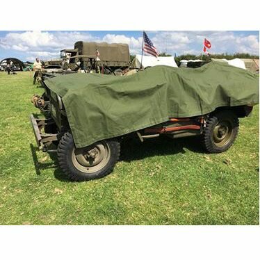 Groene US Canvas Jeep Cover 12 x 8 ft met messing ogen voor Willys Jeep of Hotchkiss M201 / Green US Canvas Jeep Cover 12 x 8 f