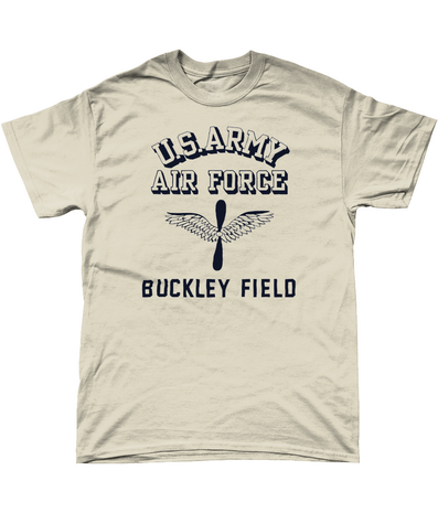 Natural WW2 U.S. Army Air Force Buckley Field reproduction T-shirt with winged propeller emblem