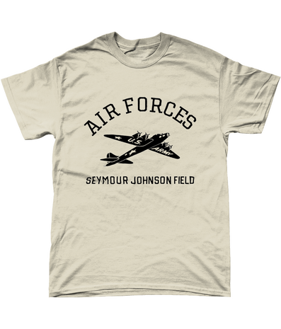 Natural Seymour Johnson Field Air Forces historic T-shirt with American bomber design