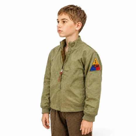 US Army WW2 Children's Tanker Jacket with 2nd Armored Division patch