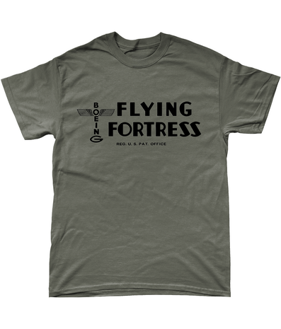 Boeing B-17 Flying Fortress T-shirt olive met zwarte retro aviation opdruk