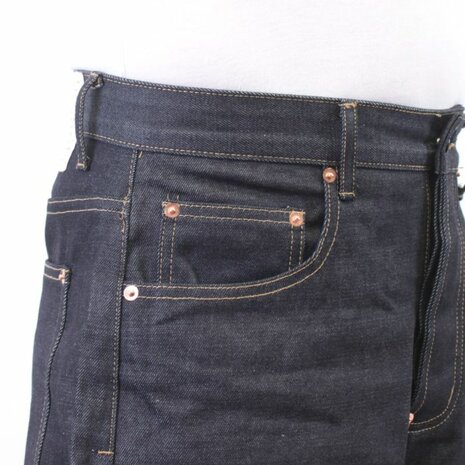 WWII US Navy 1940s Denim Deck Jeans reproduction in dark blue denim front
