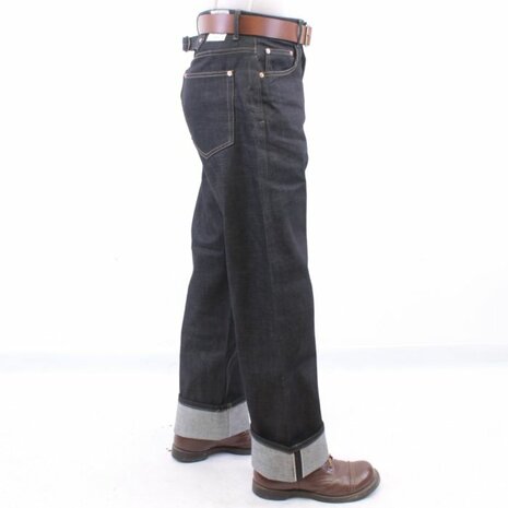 WWII US Navy 1940s Denim Deck Jeans reproduction in dark blue denim side