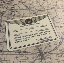 Post WW2 Army Air Force Base Pass, Late 1940s Reproduction Post WW2 Army Air Force Base Pass, Late 1940s Reproduction
