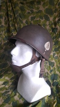 WW2 M2 Paratrooper Helmet, 101st 506th 2nd Bat. PIR E-Co "D-Bale" helmet type Normandy WW2 M2 Paratrooper Helmet, 101st 506th 2nd Bat. PIR E-Co "D-Bale" helmet type Normandy