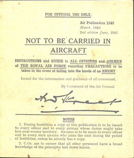 RAF "Not to be carried” card RAF "Not to be carried” card