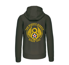 VINTAGE HOODIE 8TH AIR FORCE Khaki with zipper and Fleece