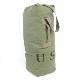 WW2 US Army Green Canvas Barrack Duffle Kit Bag with Shoulder Strap