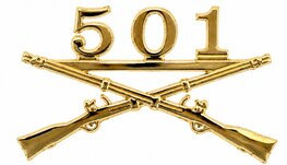 US ARMY 501st PARACHUTE INFANTRY REGIMENT OFFICER’S COLLAR BADGE GILT METAL