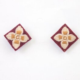 WW2 RAMC British Army Officer Rank Pips – Maroon Cloth – Paar
